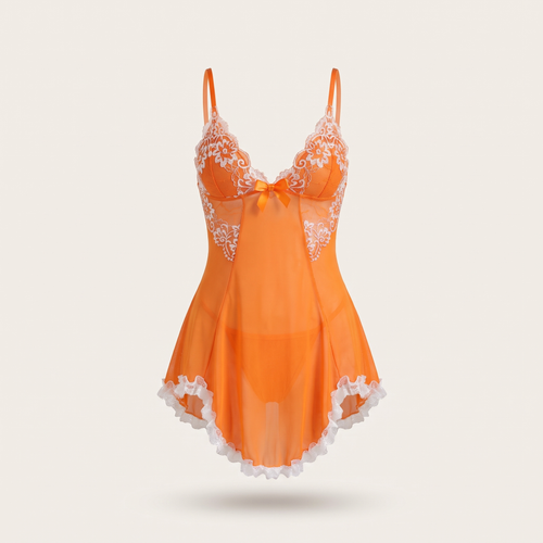 Avéline Contrast-Lace Asymmetric Babydoll
