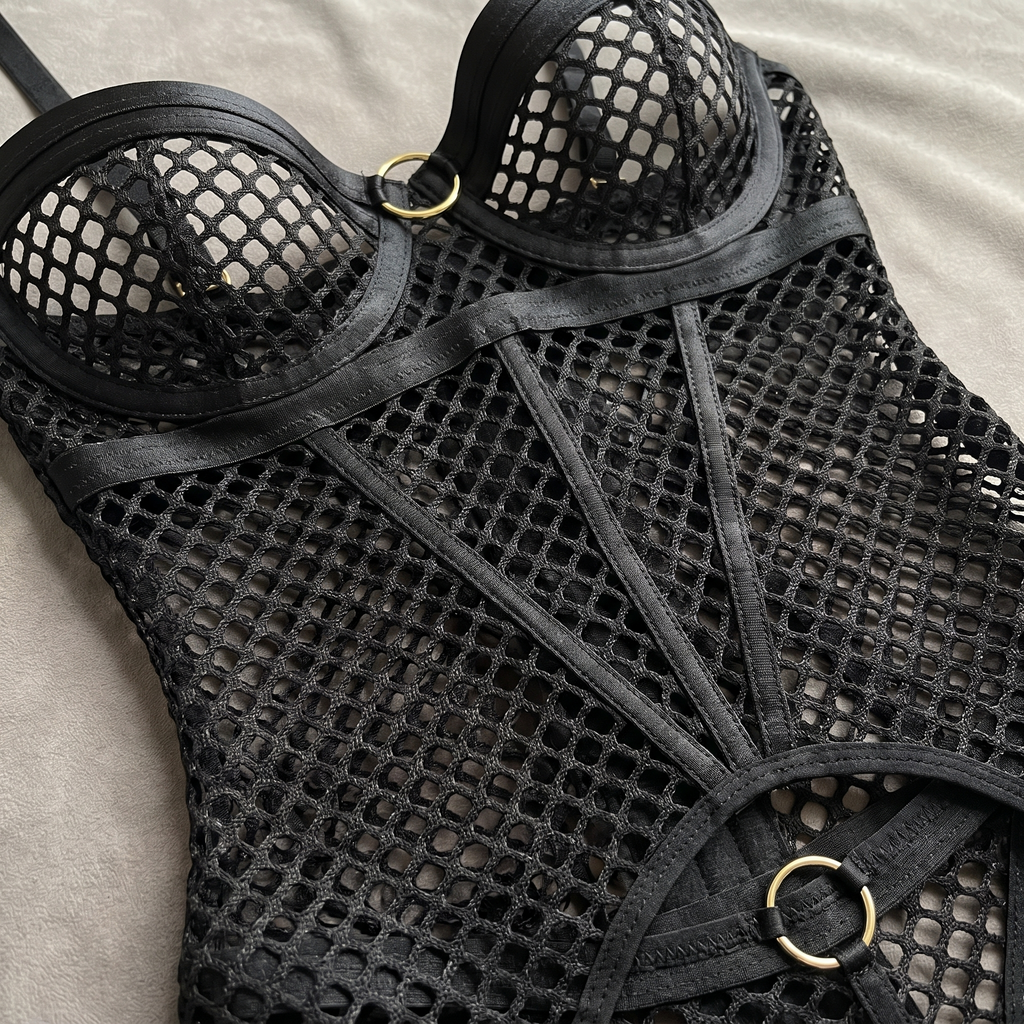 Avéline Fishnet Mesh Corset Bustier Lingerie