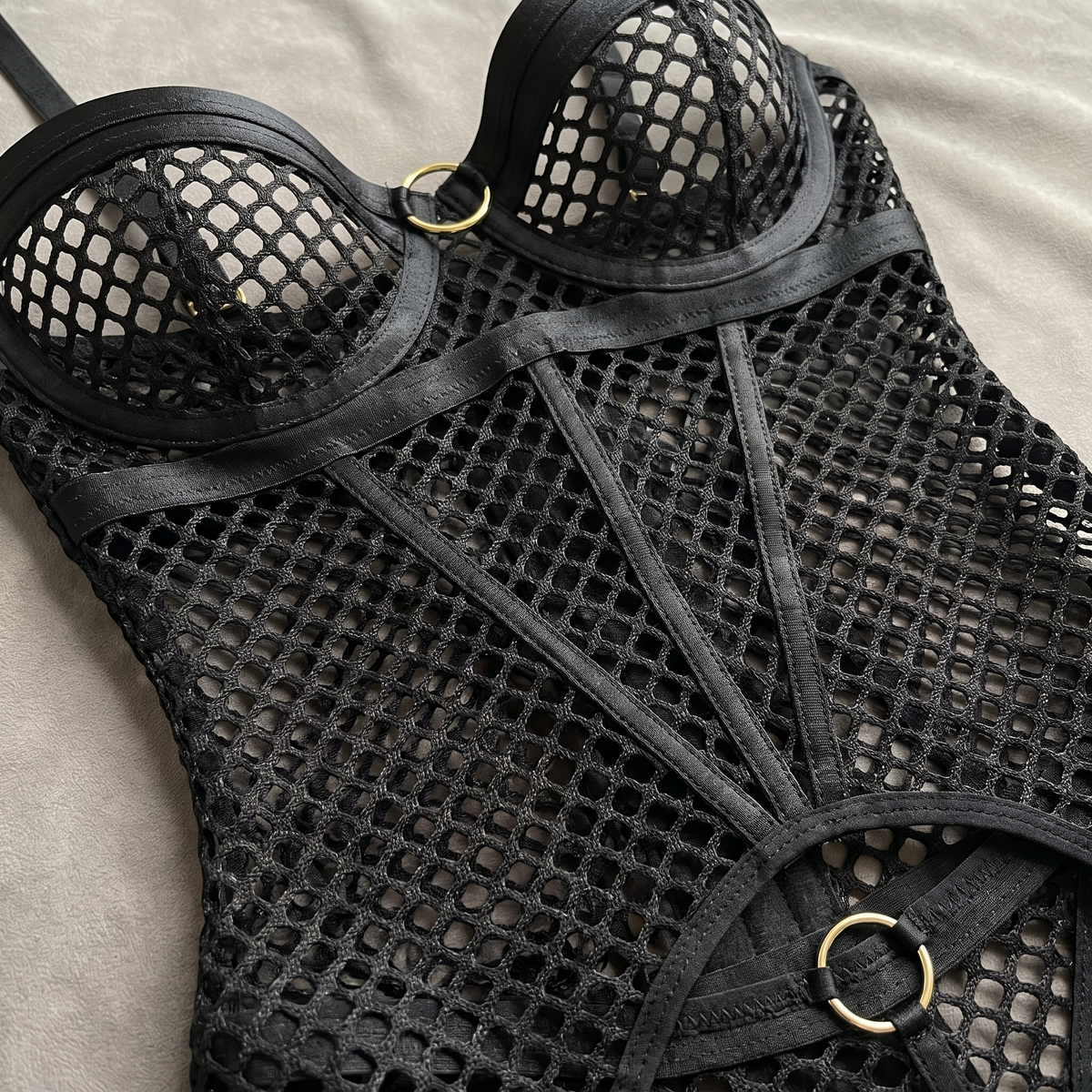 Avéline Fishnet Mesh Corset Bustier Lingerie