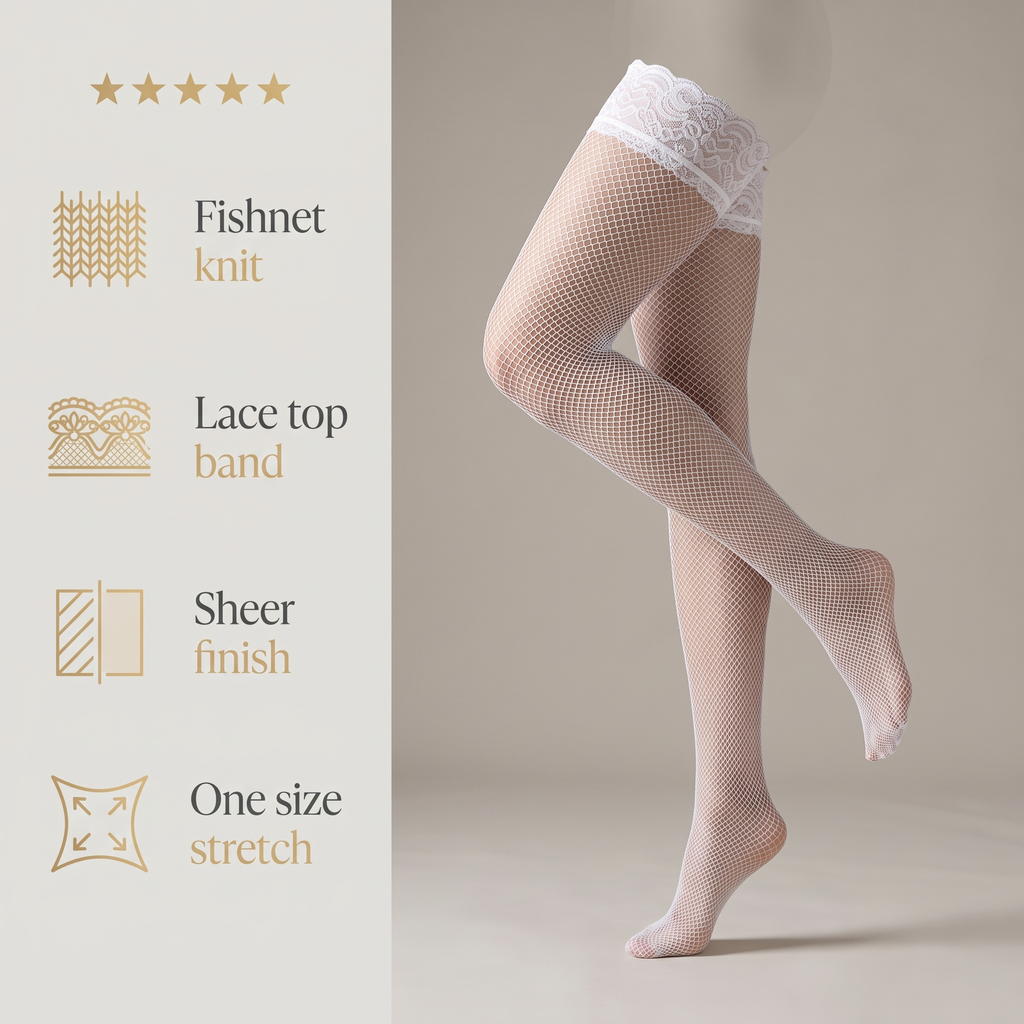 Avéline Lace-Trim Fishnet Stockings