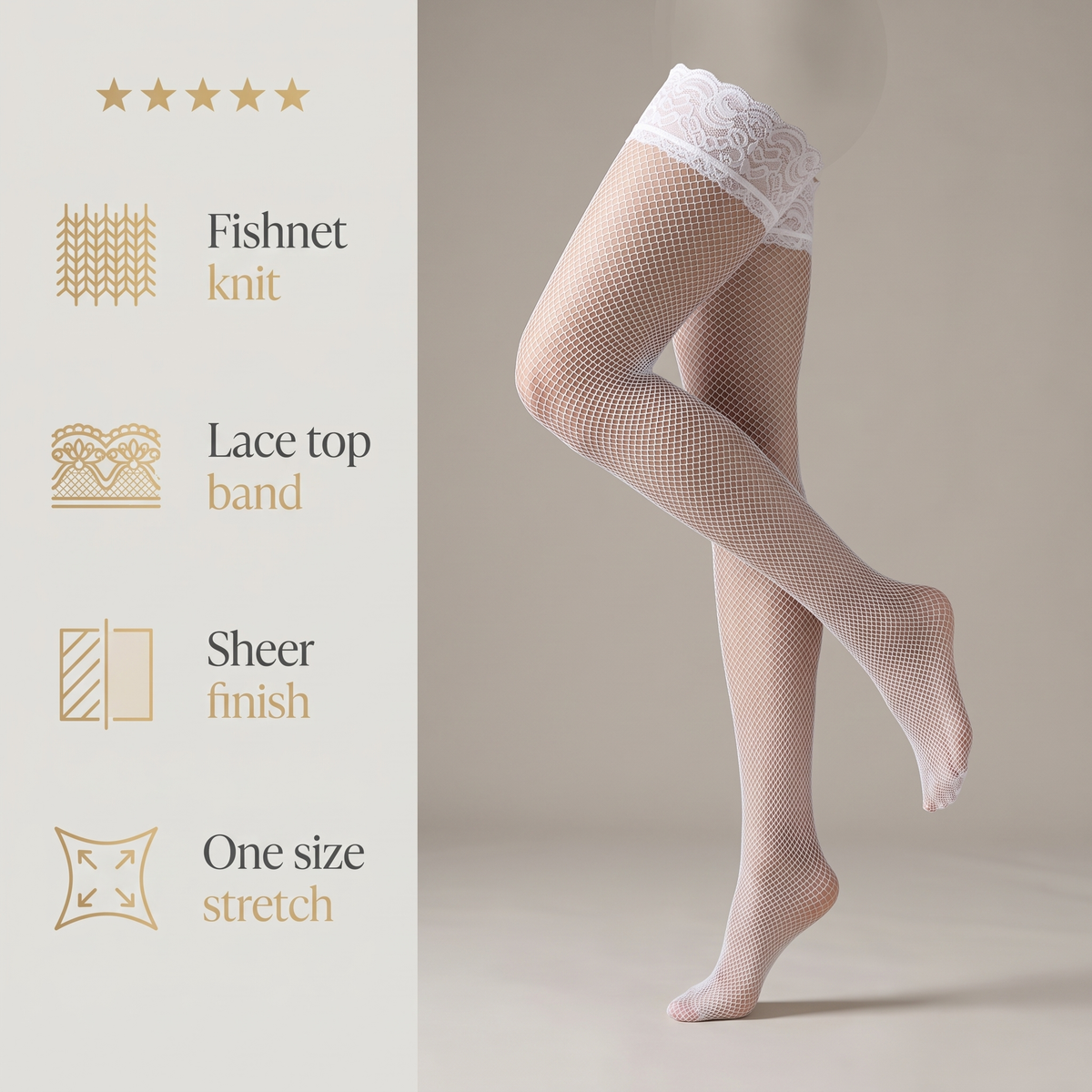 Avéline Lace-Trim Fishnet Stockings