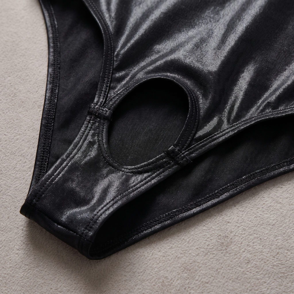 Avéline Glossy Oil-Shine Halter Crossback Bodystocking