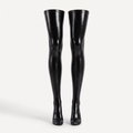 Avéline Wet-Look Faux-Leather Thigh-High Stockings