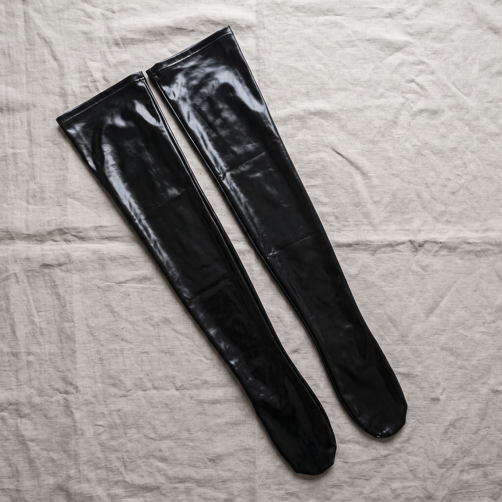 Avéline Wet-Look Faux-Leather Thigh-High Stockings