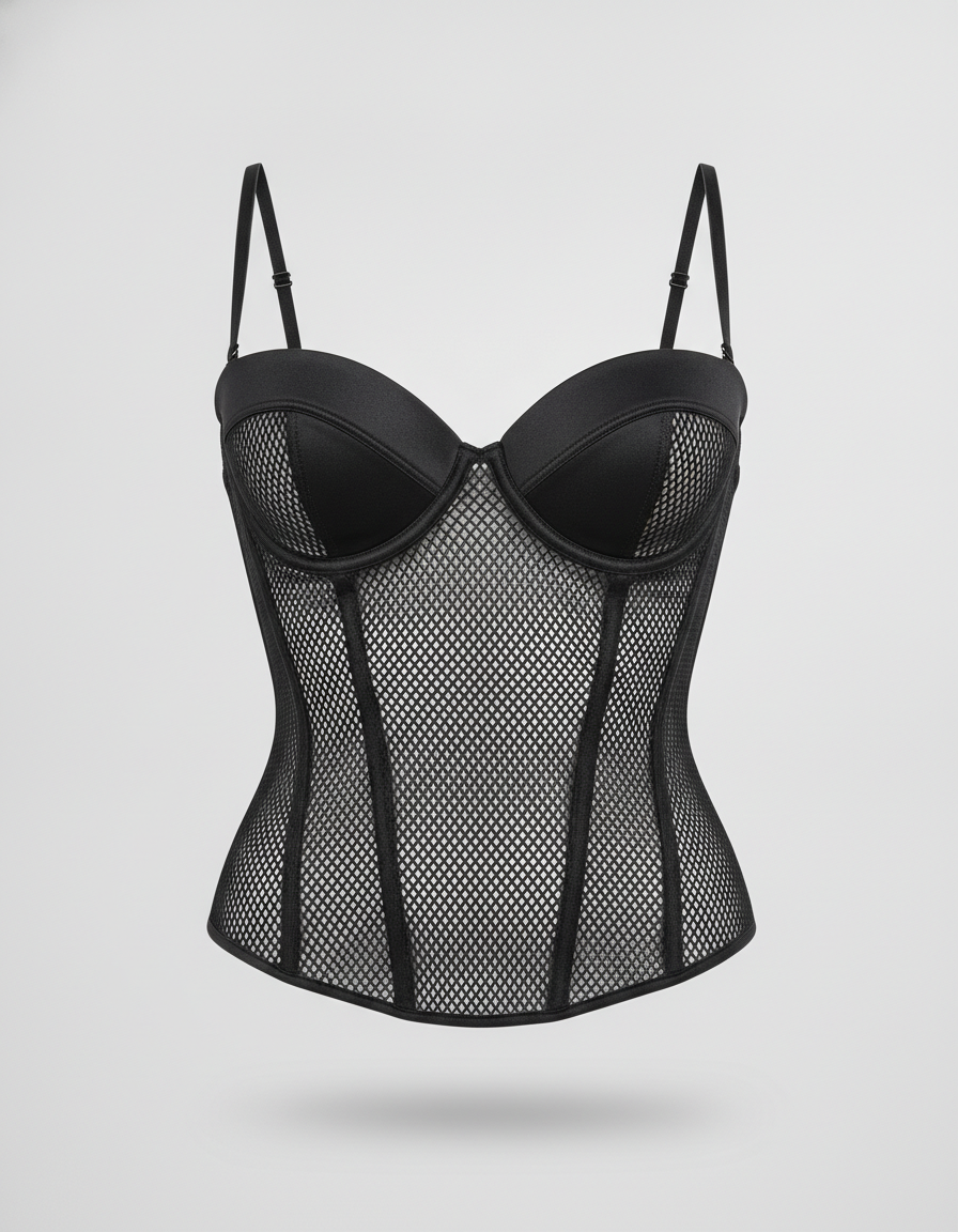 Avéline Fishnet Mesh Corset Bustier Lingerie
