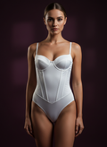 Model wearing Avéline Tummy-Control Corset Thong Bodysuit