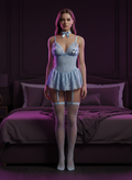 Model wearing Avéline Floral Lace V-Neck Babydoll