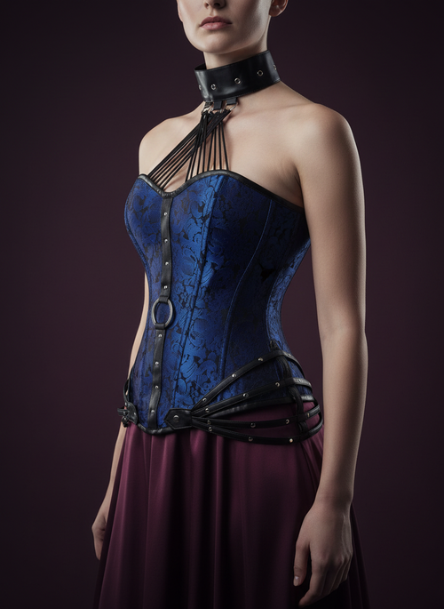 Model wearing Avéline Boned Cotton Side-Zip Corset